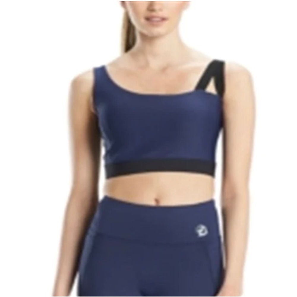 Natori Women's Active Solstice Asymmetrical Cropped Cami Bra Blue Size S $52 NWT